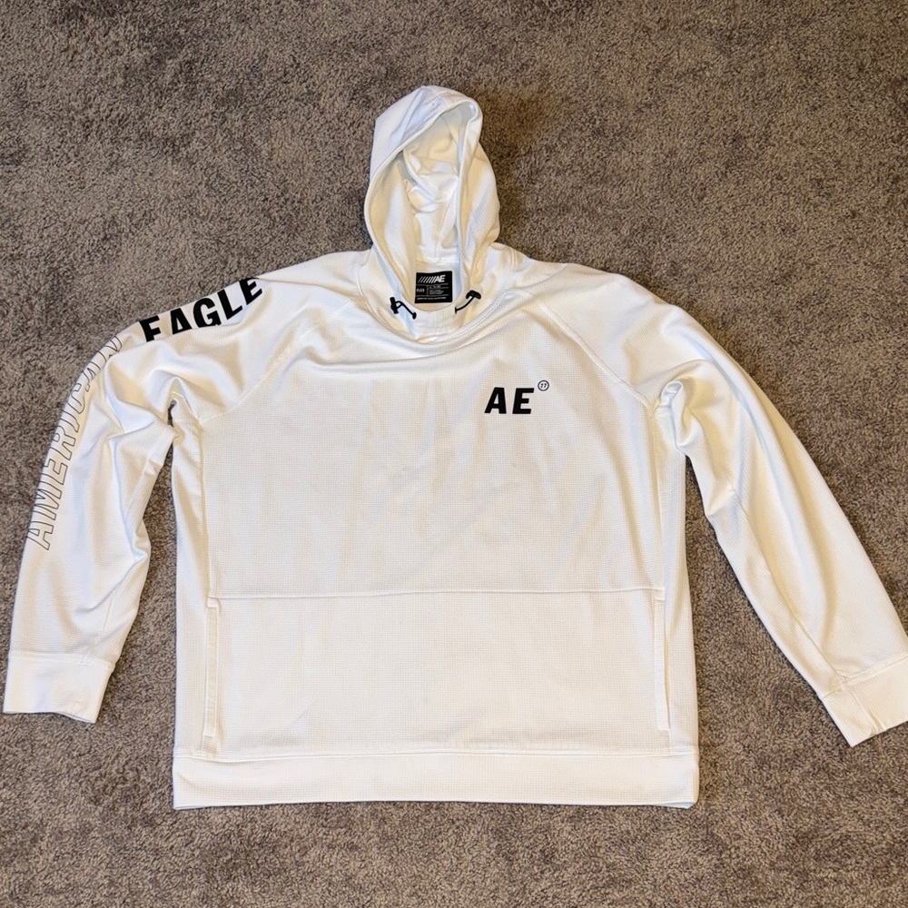 American Eagle Outfitters White Hoodie with Black Accents